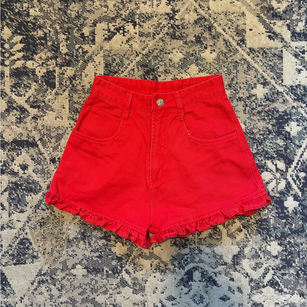 Vintage red ruffle shorts